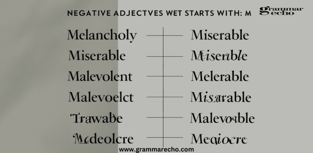 Negative Adjectives that Start with M